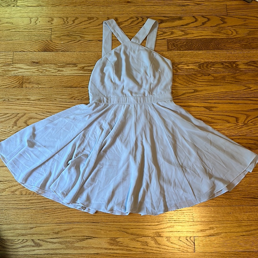 Lulu’s Gray-Purple High Neck Skater Dress